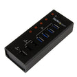 STARTECH 4 Port USB 3.0 Hub plus 3 Dedicated USB Charging Ports (2 x 1A & 1 x 2A) - Wall Mountable Metal Enclosure (ST4300U3C3)
