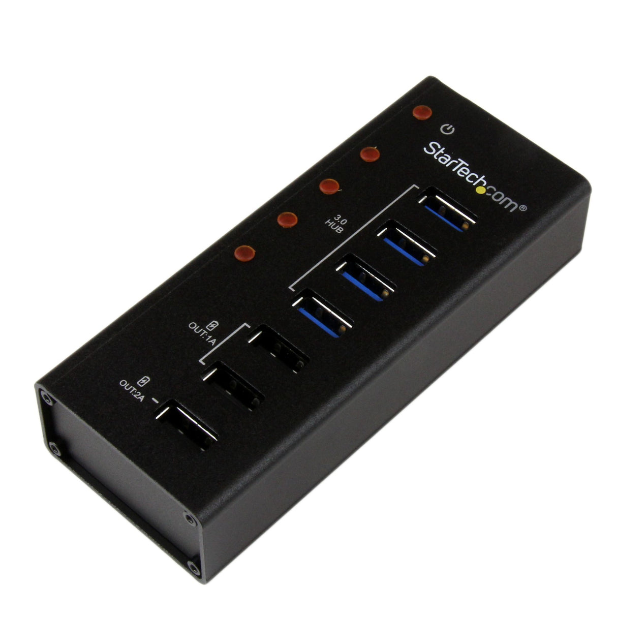 STARTECH 4 Port USB 3.0 Hub plus 3 Dedicated USB Charging Ports (2 x 1A & 1 x 2A) - Wall Mountable Metal Enclosure (ST4300U3C3)