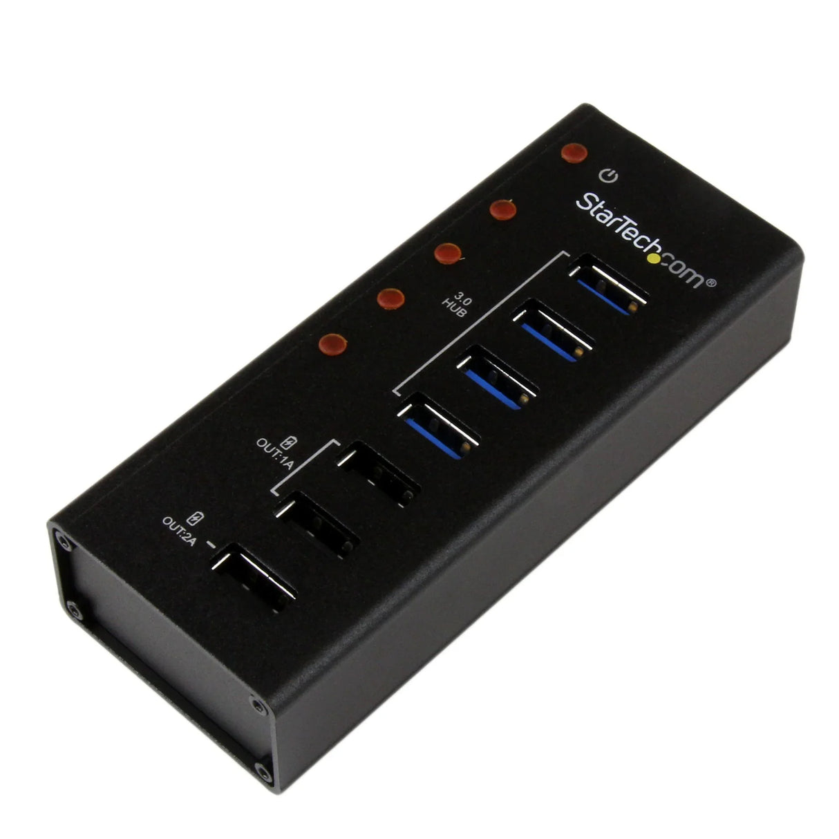STARTECH 4 Port USB 3.0 Hub plus 3 Dedicated USB Charging Ports (2 x 1A & 1 x 2A) - Wall Mountable Metal Enclosure (ST4300U3C3)