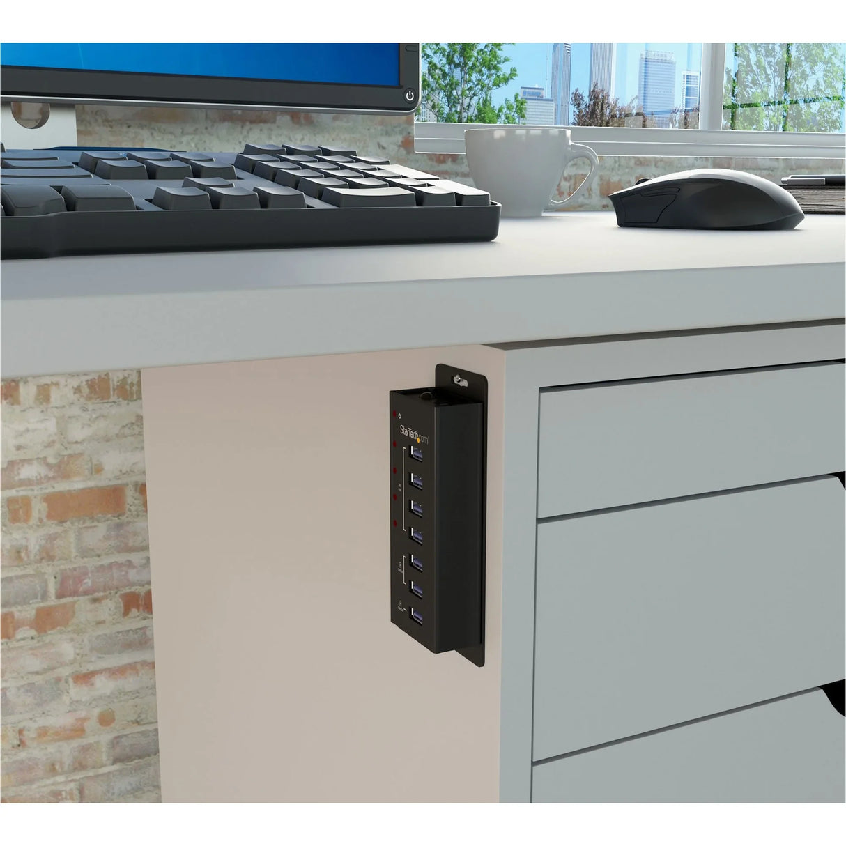 STARTECH 4 Port USB 3.0 Hub plus 3 Dedicated USB Charging Ports (2 x 1A & 1 x 2A) - Wall Mountable Metal Enclosure (ST4300U3C3)