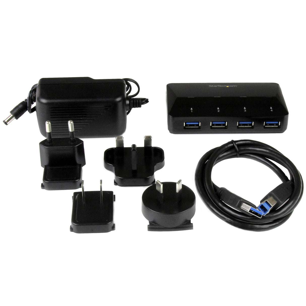 STARTECH 4-Port USB 3.0 Hub plus Dedicated Charging Port - 1 x 2.4A Port - Desktop USB Hub and Fast-Charging Station (ST53004U1C)