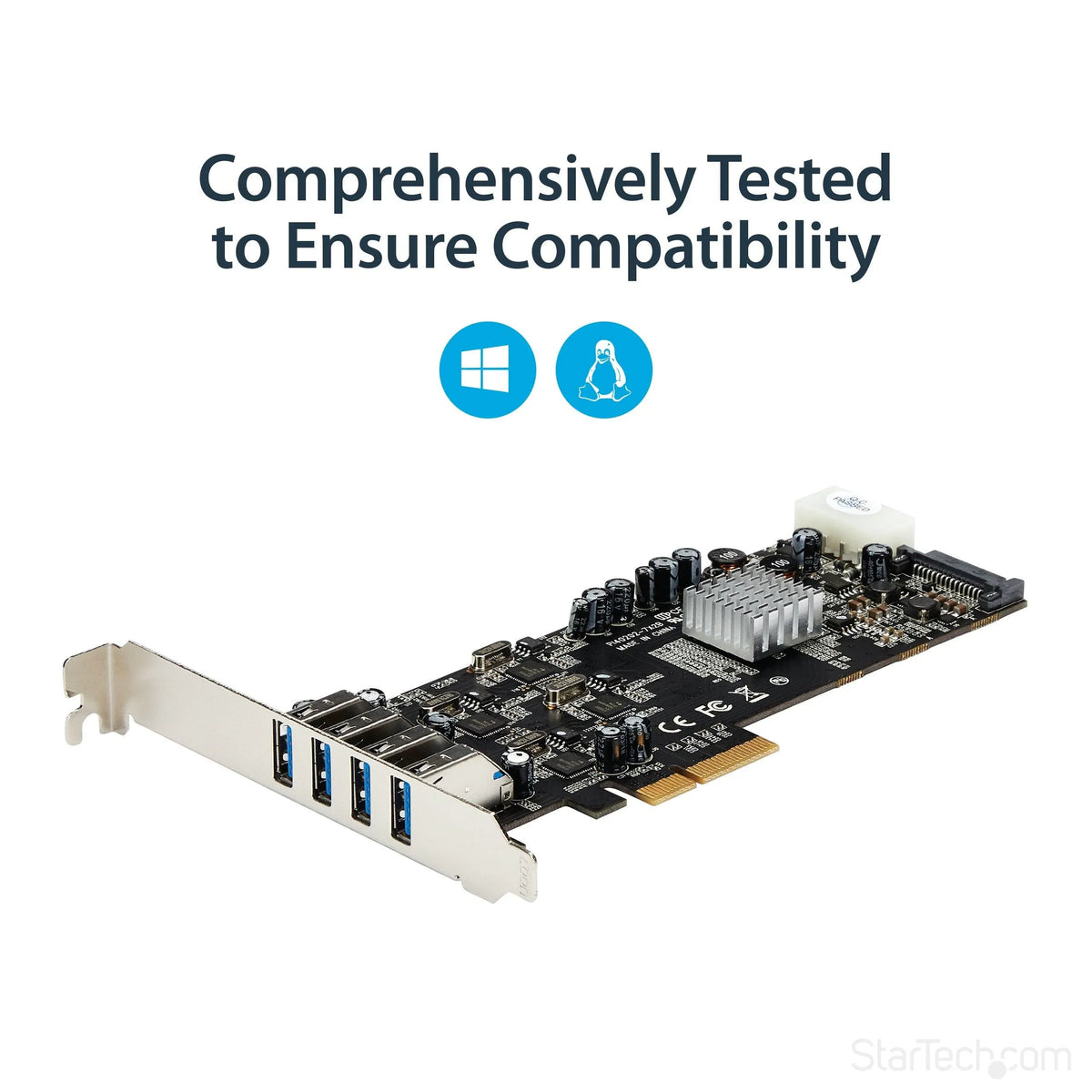 STARTECH 4 Port USB 3.0 PCIe Card w| 4 Dedicated 5Gbps Channels (USB 3.1 Gen 1) - UASP - SATA | LP4 Power - PCI Express Adapter Card (PEXUSB3S44V) (PEXUSB3S44V)