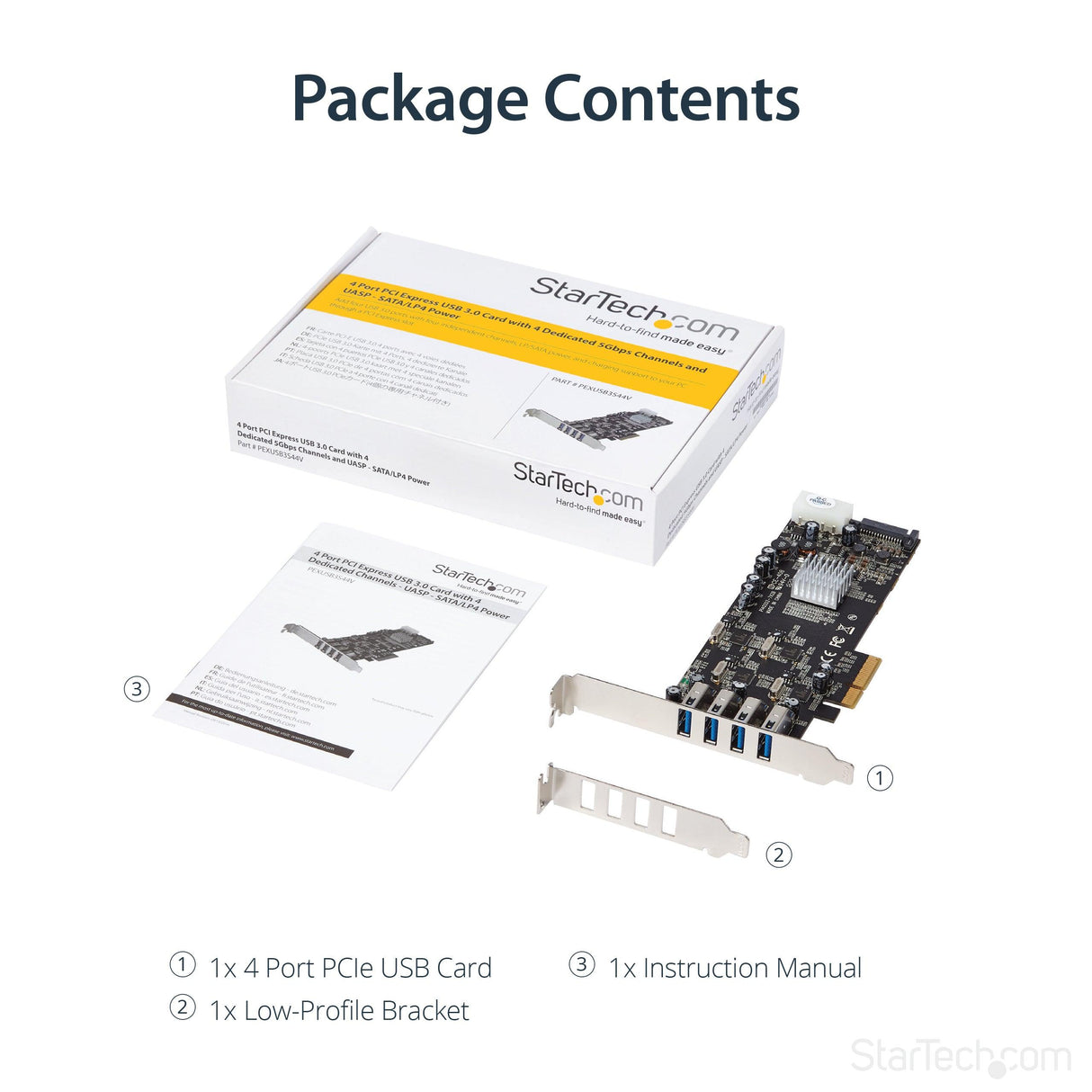 STARTECH 4 Port USB 3.0 PCIe Card w| 4 Dedicated 5Gbps Channels (USB 3.1 Gen 1) - UASP - SATA | LP4 Power - PCI Express Adapter Card (PEXUSB3S44V) (PEXUSB3S44V)