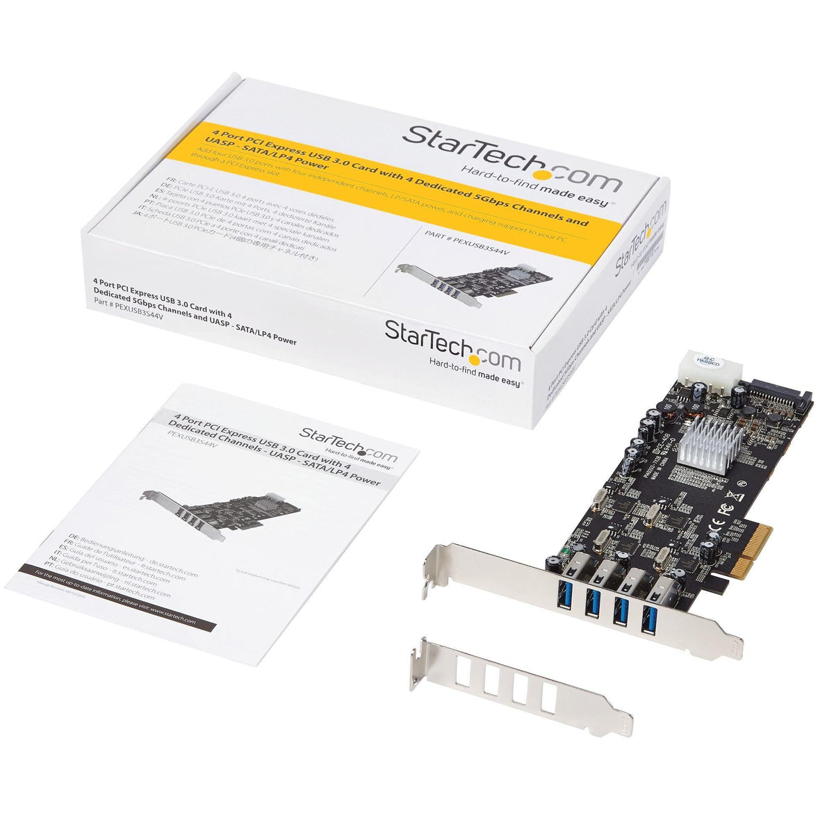 STARTECH 4 Port USB 3.0 PCIe Card w| 4 Dedicated 5Gbps Channels (USB 3.1 Gen 1) - UASP - SATA | LP4 Power - PCI Express Adapter Card (PEXUSB3S44V) (PEXUSB3S44V)