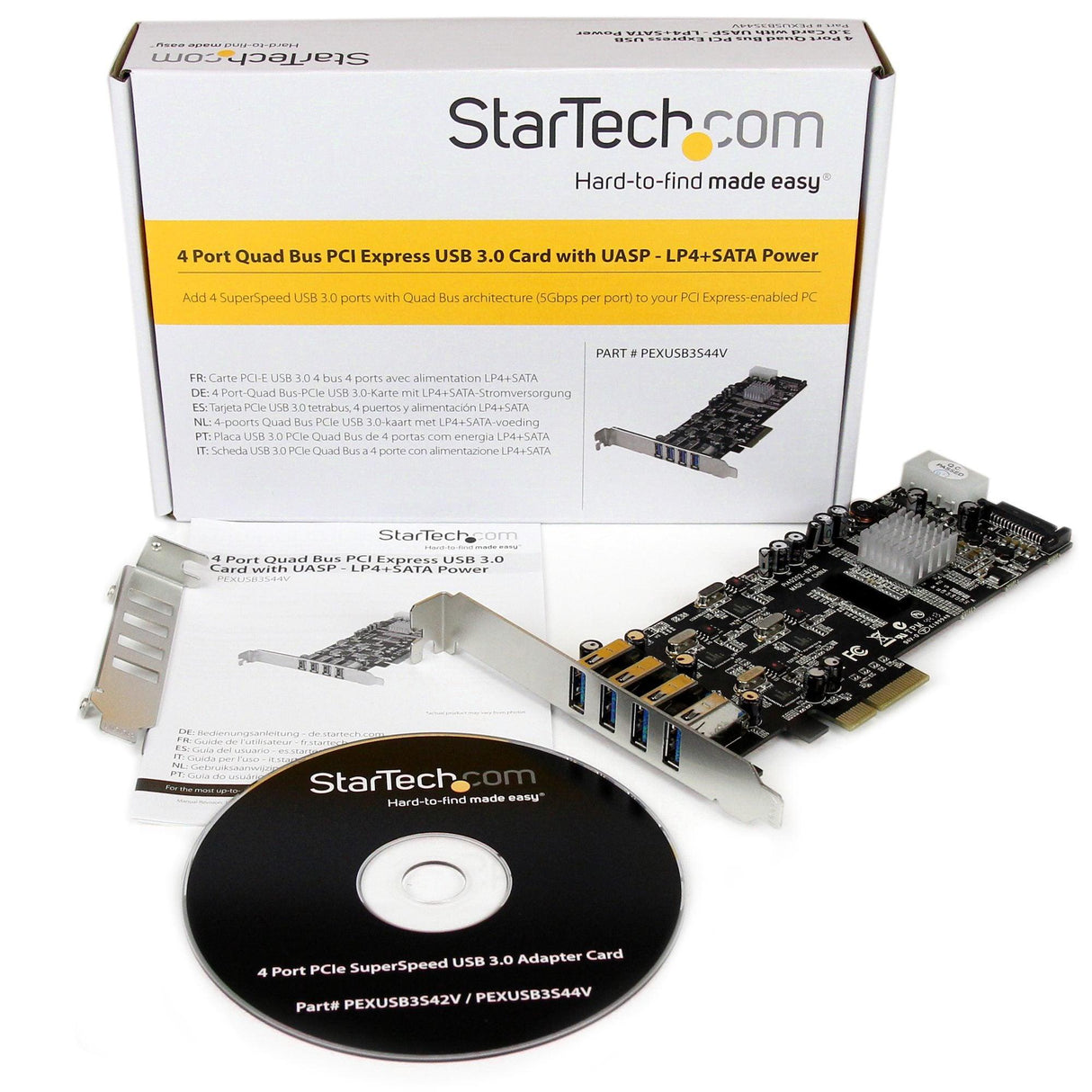 STARTECH 4 Port USB 3.0 PCIe Card w| 4 Dedicated 5Gbps Channels (USB 3.1 Gen 1) - UASP - SATA | LP4 Power - PCI Express Adapter Card (PEXUSB3S44V) (PEXUSB3S44V)