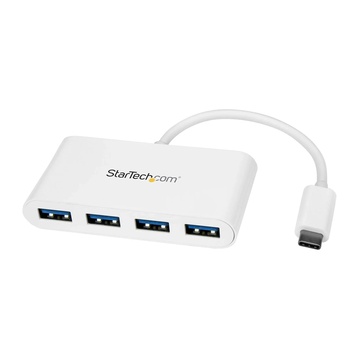 STARTECH 4 Port USB C Hub with 4x USB-A Ports (USB 3.0 SuperSpeed 5Gbps) - USB Bus Powered - Portable|Laptop USB-C to USB-A Adapter Hub - USB 3.1 Gen 1|USB 3.2 Gen 1 Type-C Hub - White (HB30C4ABW) (HB30C4ABW)