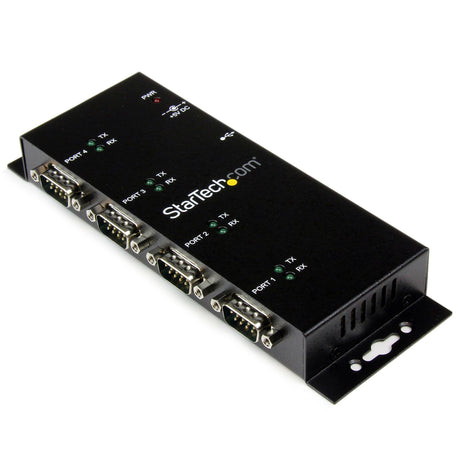 STARTECH 4 Port USB to Serial RS232 Adapter - Wall Mount - Din Rail - COM Port Retention - FTDI USB to DB9 RS232 Hub (ICUSB2324I) (ICUSB2324I)