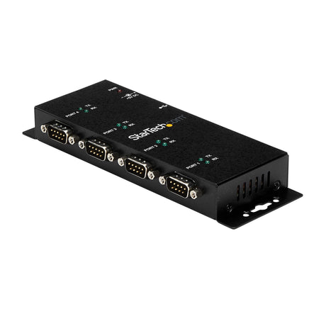 STARTECH 4 Port USB to Serial RS232 Adapter - Wall Mount - Din Rail - COM Port Retention - FTDI USB to DB9 RS232 Hub (ICUSB2324I) (ICUSB2324I)