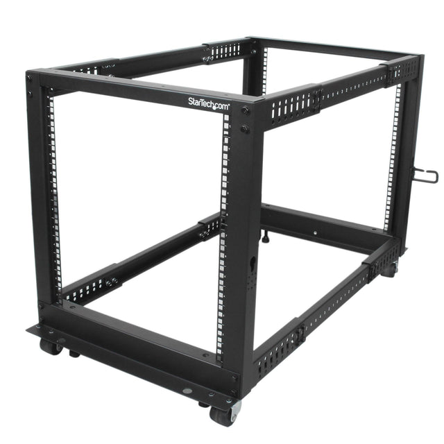 STARTECH 4-Post 12U Mobile Open Frame Server Rack | 19in Network Rack with Wheels | Rolling Rack for Computer|AV|Data|IT Equipment - Casters | Leveling Feet or Floor Mounting (4POSTRACK12U) (4POSTRACK12U)