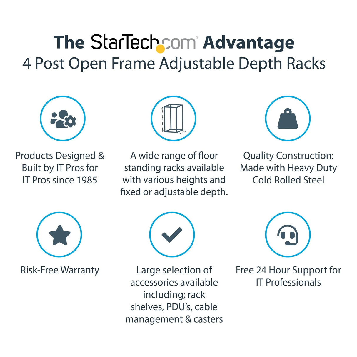 STARTECH 4-Post 12U Mobile Open Frame Server Rack | 19in Network Rack with Wheels | Rolling Rack for Computer|AV|Data|IT Equipment - Casters | Leveling Feet or Floor Mounting (4POSTRACK12U) (4POSTRACK12U)