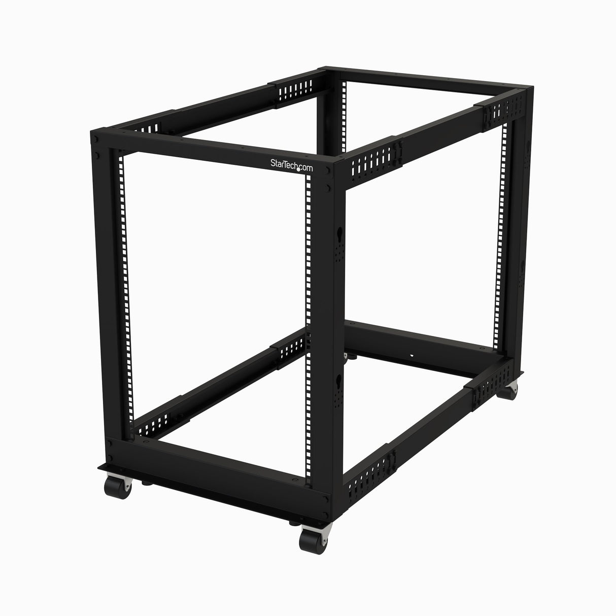 STARTECH 4-Post 15U Mobile Open Frame Server Rack | 19in Network Rack with Wheels | Rolling Rack for Computer|AV|Data|IT Equipment - Casters | Leveling Feet or Floor Mounting (4POSTRACK15U) (4POSTRACK15U)