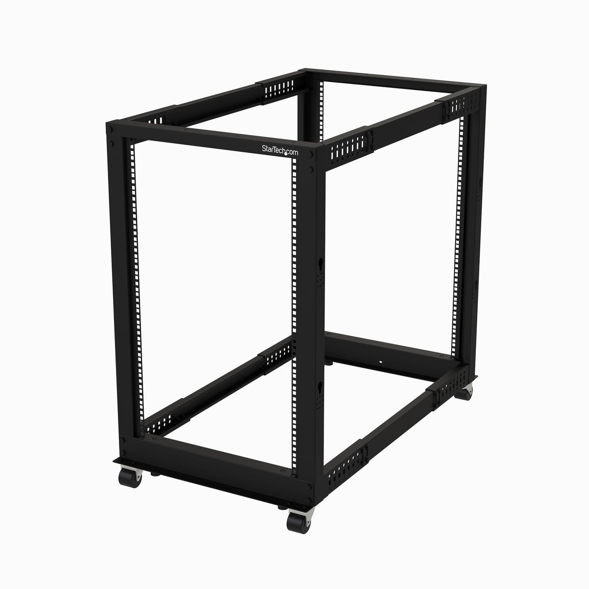 STARTECH 4-Post 18U Mobile Open Frame Server Rack | 19in Network Rack with Wheels | Rolling Rack for Computer|AV|Data|IT Equipment - Casters | Leveling Feet or Floor Mounting (4POSTRACK18U) (4POSTRACK18U)