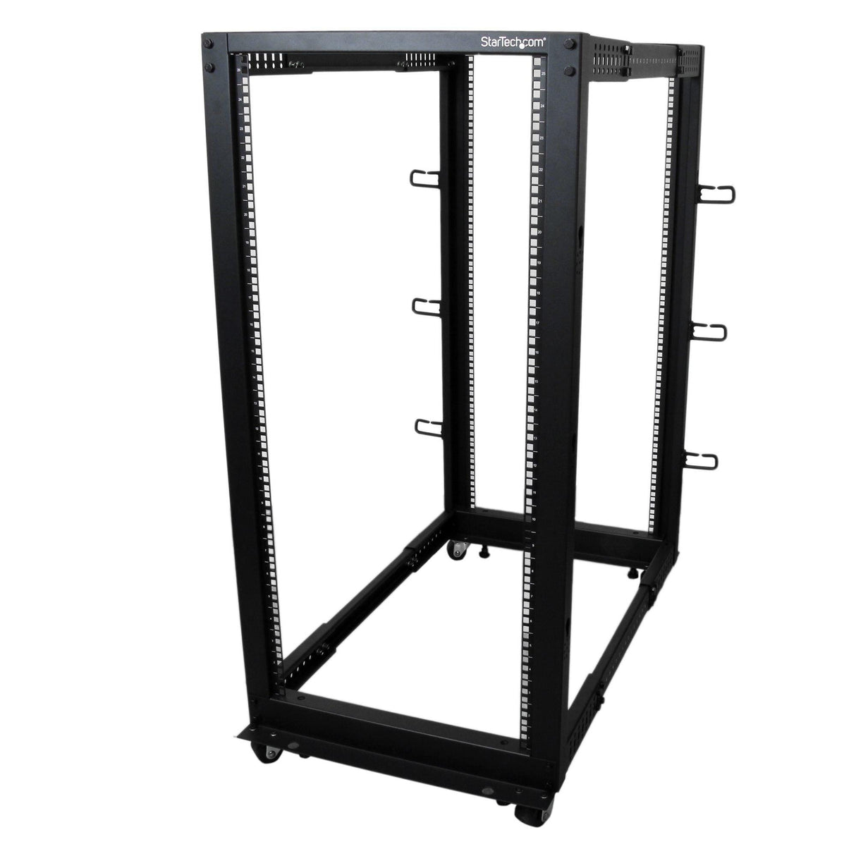 STARTECH 4-Post 25U Mobile Open Frame Server Rack | 19in Network Rack with Wheels | Rolling Rack for Computer|AV|Data|IT Equipment - Casters | Leveling Feet or Floor Mounting (4POSTRACK25U) (4POSTRACK25U)