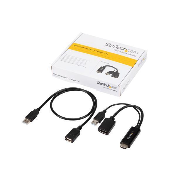 STARTECH 4K 30Hz HDMI to DisplayPort Video Adapter w| USB Power - 6 in - HDMI 1.4 (Male) to DP 1.2 (Female) Active Monitor Converter (HD2DP) (HD2DP)