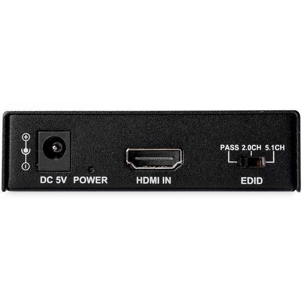 STARTECH 4K HDMI Audio Extractor - 4K 60Hz - HDMI Audio De-embedder - HDR - Toslink Optical Audio - Dual RCA Audio - HDMI Audio (HD202A)