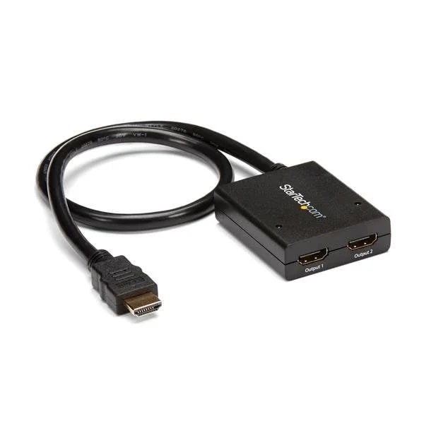 STARTECH 4K HDMI Splitter 1 In 2 Out - 4K 30Hz HDMI 1.4 2 Port Video Splitter Box -with high speed HDMI cable | USB power cable - Black (ST122HD4KU) (ST122HD4KU)