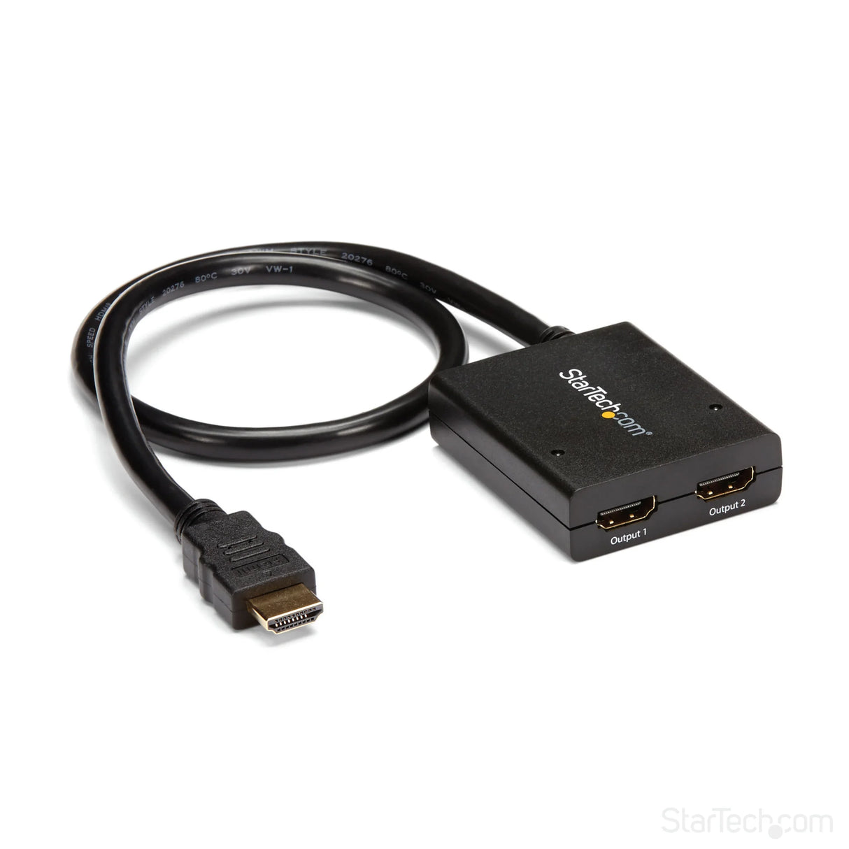STARTECH 4K HDMI Splitter 1 In 2 Out - 4K 30Hz HDMI 1.4 2 Port Video Splitter Box -with high speed HDMI cable | USB power cable - Black (ST122HD4KU) (ST122HD4KU)