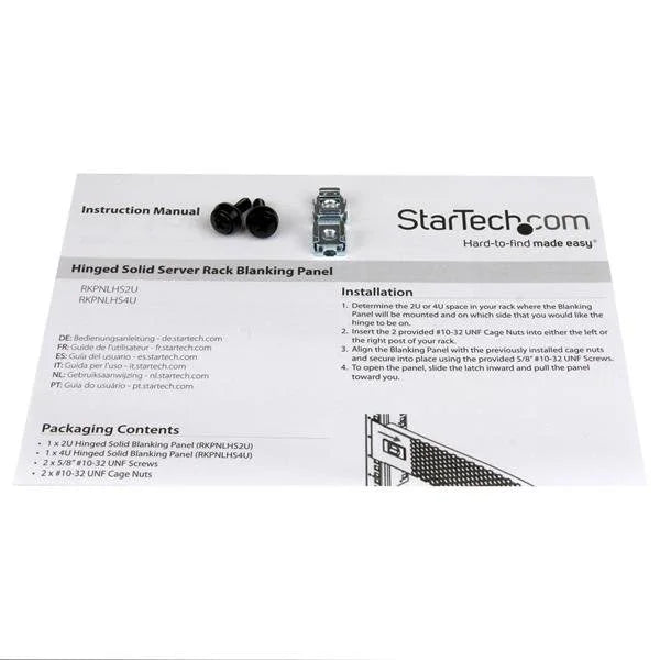 STARTECH 4U Solid Blank Panel with Hinge - Server Rack Filler Panel (RKPNLHS4U)