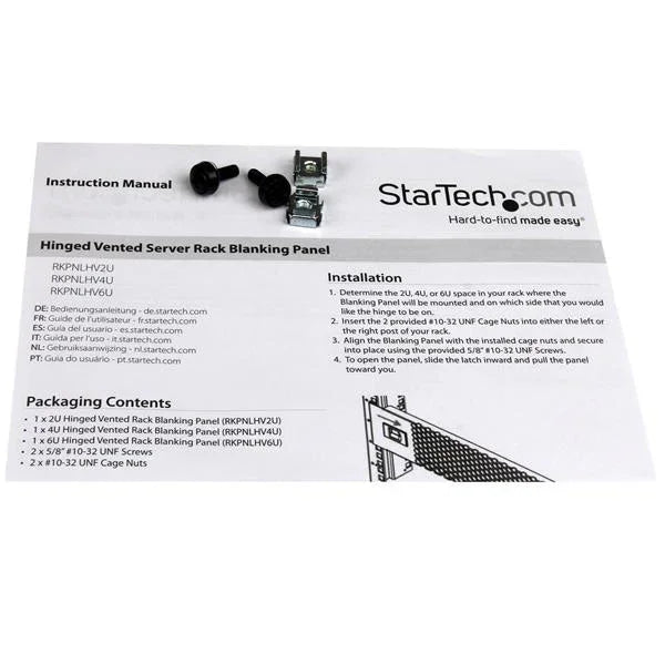 STARTECH 4U Vented Blank Panel with Hinge - Server Rack Filler Panel (RKPNLHV4U)