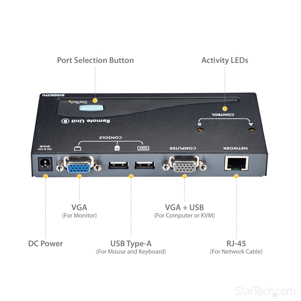 STARTECH 500ft VGA KVM Over IP Extender - PS|2 & USB Host - KVM Console Over CAT5 Ethernet for Multiple Servers | Computers (SV565UTPU) (SV565UTPU)