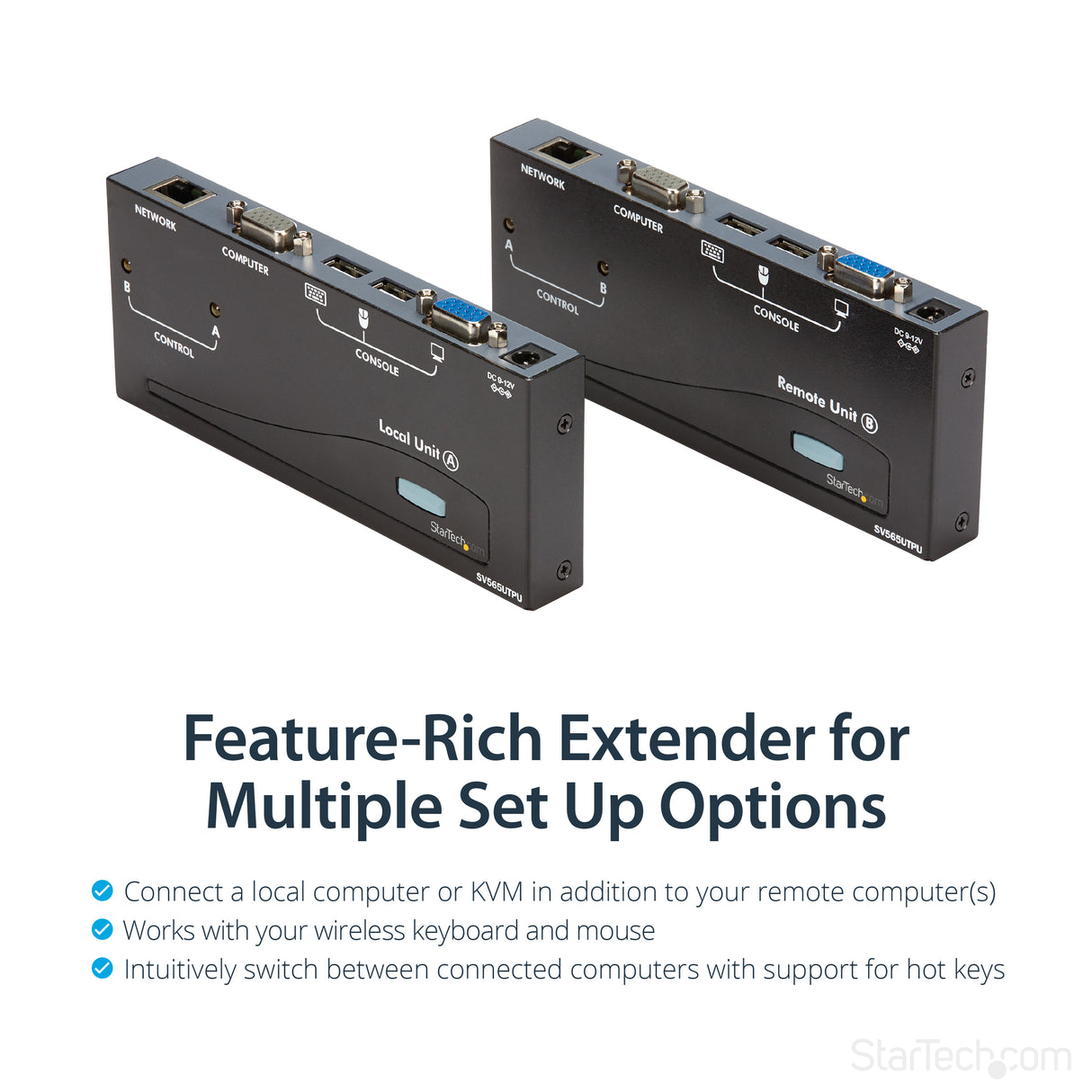 STARTECH 500ft VGA KVM Over IP Extender - PS|2 & USB Host - KVM Console Over CAT5 Ethernet for Multiple Servers | Computers (SV565UTPU) (SV565UTPU)