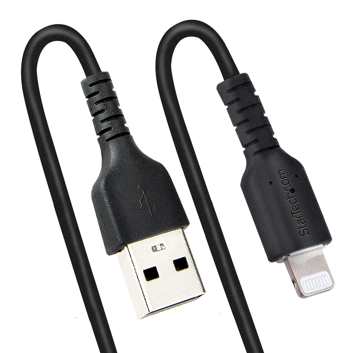 STARTECH 50cm (20in) USB to Lightning Cable | MFi Certified | Coiled iPhone Charger Cable | Black | Durable TPE Jacket Aramid Fiber | Heavy Duty Coil Lightning Cable (RUSB2ALT50CMBC) (RUSB2ALT50CMBC)