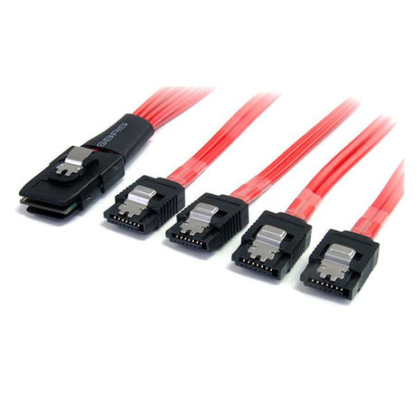 STARTECH 50cm Serial Attached SCSI SAS Cable - SFF-8087 Plug to 4x Latching SATA (female) - Mini SAS to SATA Cable (SAS8087S450)