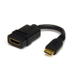 STARTECH 5in Mini HDMI to HDMI Adapter - 4K High Speed HDMI Adapter - 4K 30Hz Ultra HD High Speed HDMI Adapter - HDMI 1.4 - Gold Plated Connectors - UHD Mini HDMI Adapter 4K - Black (HDACFM) (HDACFM5IN)