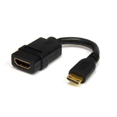 STARTECH 5in Mini HDMI to HDMI Adapter - 4K High Speed HDMI Adapter - 4K 30Hz Ultra HD High Speed HDMI Adapter - HDMI 1.4 - Gold Plated Connectors - UHD Mini HDMI Adapter 4K - Black (HDACFM) (HDACFM5IN)