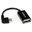 STARTECH 5in Right Angle Micro USB to USB OTG Host Adapter M|F - Angled Micro USB Male to USB A Female On-The-Go Host Cable Adapter (UUSBOTGRA)