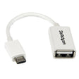 STARTECH 5in White Micro USB to USB OTG Host Adapter M|F - Micro USB Male to USB A Female On-The-Go Host Cable Adapter - White (UUSBOTGW)