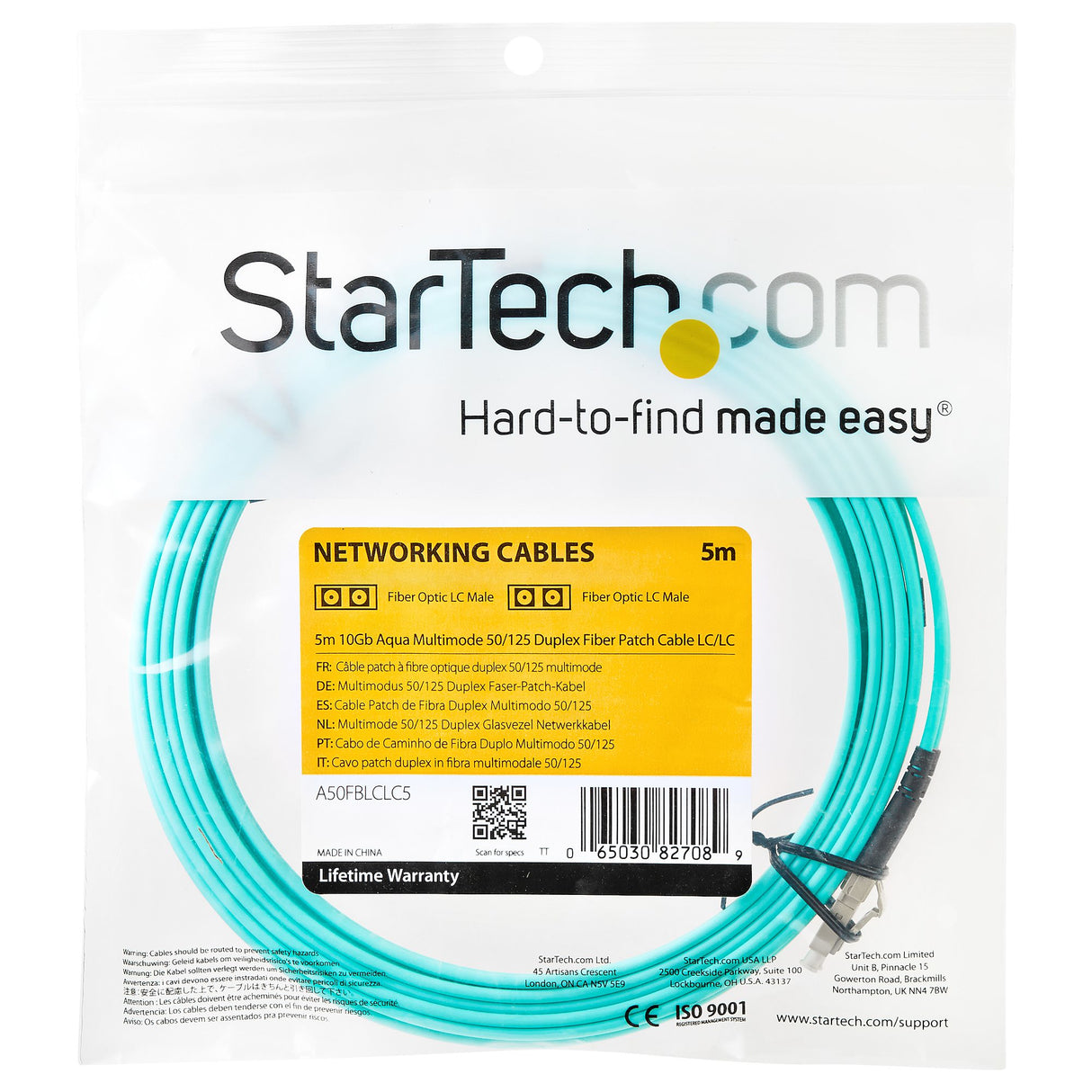 STARTECH 5m (15ft) LC|UPC to LC|UPC OM3 Multimode Fiber Optic Cable | Full Duplex 50|125µm Zipcord Fiber | 100G Networks | LOMMF|VCSEL | <0.3dB Low Insertion Loss | LSZH Fiber Patch Cord (A50FBLCLC5) (A50FBLCLC5)
