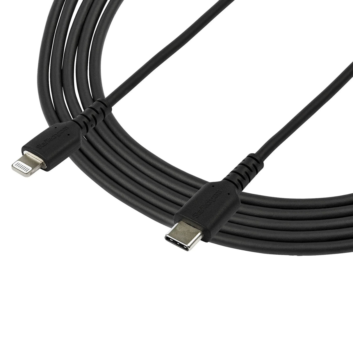 STARTECH 6 foot (2m) Durable Black USB-C to Lightning Cable - Heavy Duty Rugged Aramid Fiber USB Type A to Lightning Charger|Sync Power Cord - Apple MFi Certified iPad|iPhone 12 (RUSBCLTMM2MB) (RUSBCLTMM2MB)