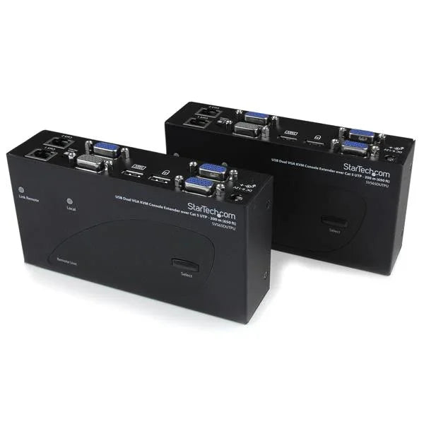 STARTECH 650 ft|200m USB 2.0 Dual VGA KVM Console Extender over Cat5 UTP -for Dual VGA | USB-enabled PC or KVM Switch - Upto 1920x1200 (SV565DUTPU) (SV565DUTPU)