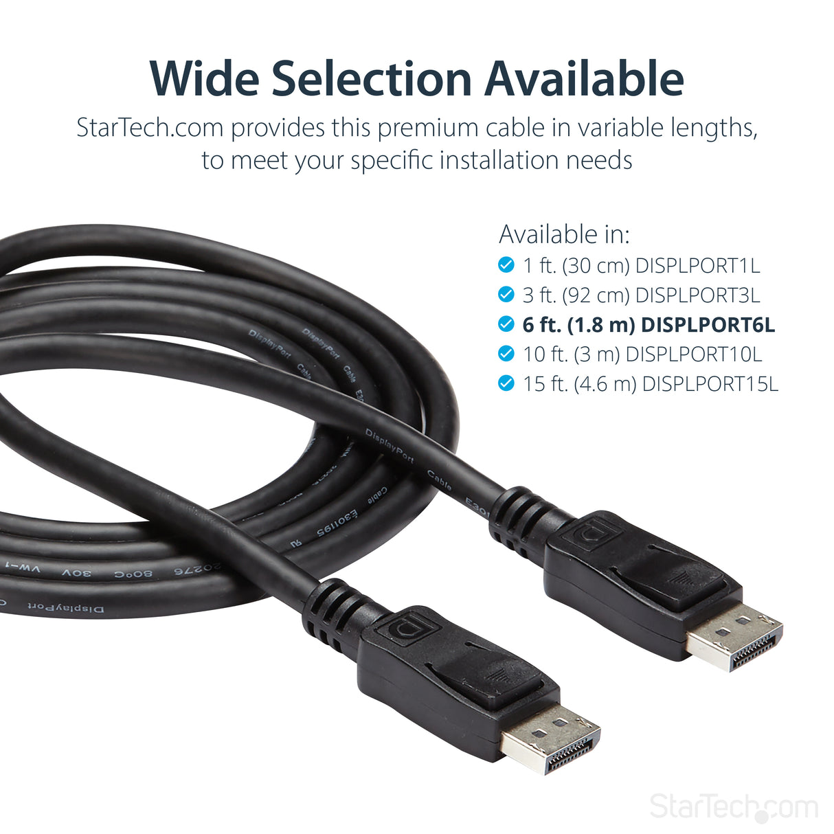 STARTECH 6ft (2m) DisplayPort 1.2 Cable - 4K x 2K Ultra HD - DP to DP Cable for Monitor - DP Video|Display Cord - Latching DP Connectors (DISPLPORT6L) (DISPLPORT6L)