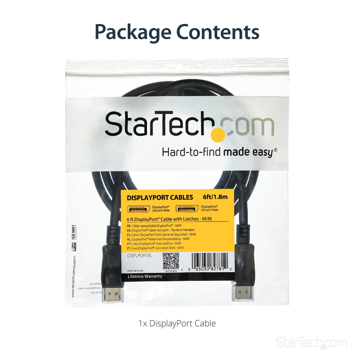STARTECH 6ft (2m) DisplayPort 1.2 Cable - 4K x 2K Ultra HD - DP to DP Cable for Monitor - DP Video|Display Cord - Latching DP Connectors (DISPLPORT6L) (DISPLPORT6L)