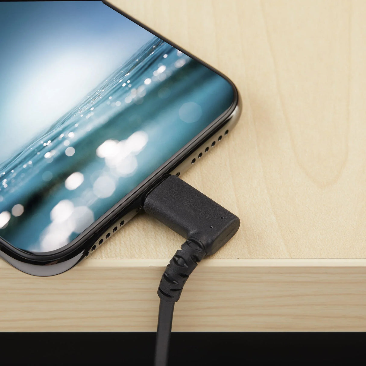 STARTECH 6ft (2m) Durable USB A to Lightning Cable - Black 90° Right Angled Heavy Duty Rugged Aramid Fiber USB Type A to Lightning Charging|Sync Cord - Apple MFi Certified - iPhone (RUSBLTMM2MBR) (RUSBLTMM2MBR)