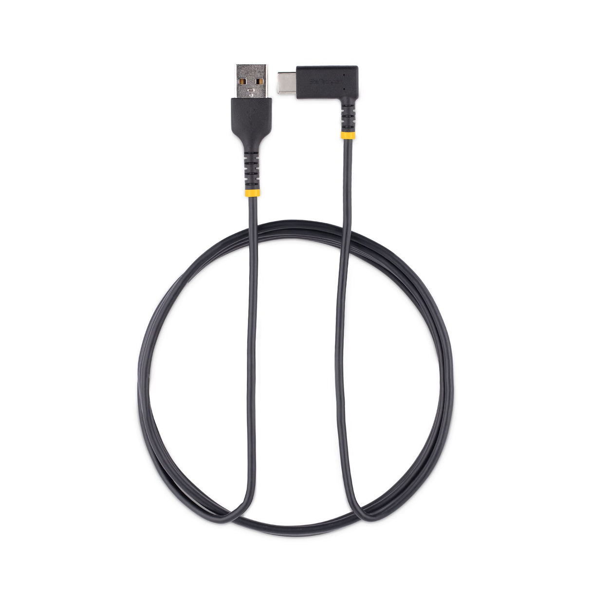 STARTECH 6ft (2m) USB A to C Charging Cable Right Angle - Heavy Duty Fast Charge USB-C Cable - USB 2.0 A to Type-C - Rugged Aramid Fiber - 3A - USB Charging Cord (R2ACR-2M-USB-CABLE) (R2ACR-2M-USB-CABLE)