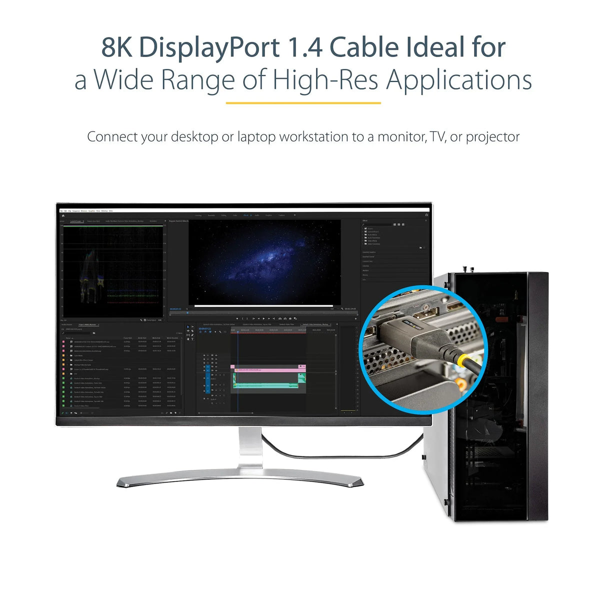 STARTECH 6ft (2m) VESA Certified DisplayPort 1.4 Cable - 8K 60Hz HDR10 - Ultra HD 4K 120Hz Video - DP 1.4 Cable | Cord - For Monitors|Displays - DisplayPort to DisplayPort Cable - M|M (DP14VMM2M) (DP14VMM2M)