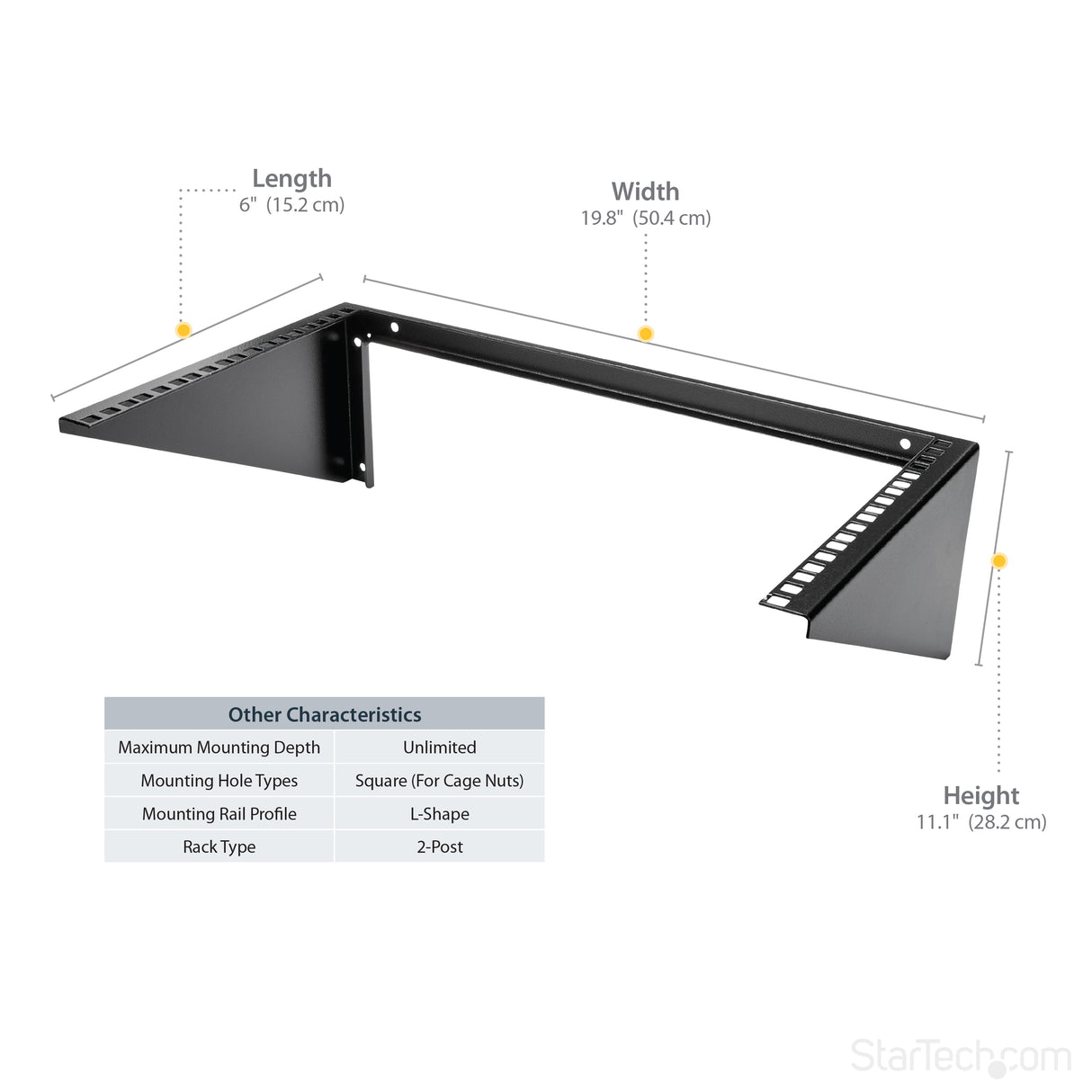 STARTECH 6U Wall Mount Patch Panel Bracket | 19 in | Steel - Vertical Mounting Bracket for Networking and Data Equipment (RK619WALLV) (RK619WALLV)