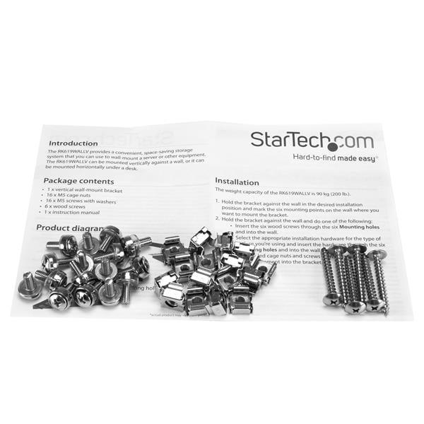 STARTECH 6U Wall Mount Patch Panel Bracket | 19 in | Steel - Vertical Mounting Bracket for Networking and Data Equipment (RK619WALLV) (RK619WALLV)