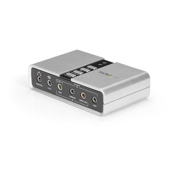 STARTECH 7.1 USB Sound Card - External Sound Card for Laptop with SPDIF Digital Audio - Sound Card for PC - Silver (ICUSBAUDIO7D) (ICUSBAUDIO7D)