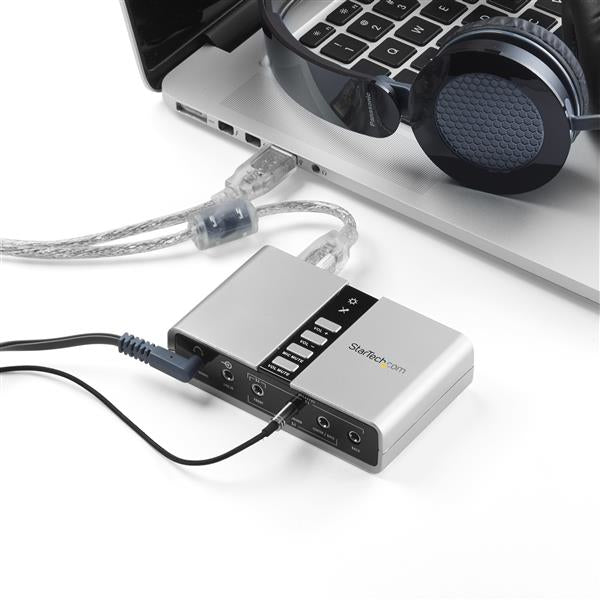 STARTECH 7.1 USB Sound Card - External Sound Card for Laptop with SPDIF Digital Audio - Sound Card for PC - Silver (ICUSBAUDIO7D) (ICUSBAUDIO7D)