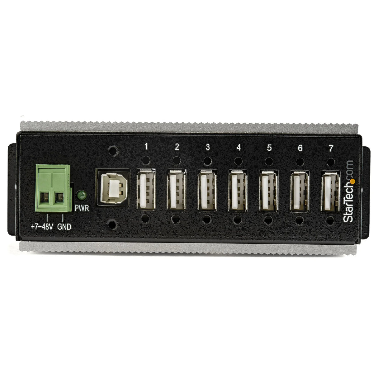 STARTECH 7-Port USB 2.0 Hub - Metal Industrial USB-A Hub with ESD & 350W Surge Protection - Extended Operating Temp -40 to 185°F - Din Rail|Wall|Desk Mountable - USB Expander Hub (HB20A7AME) (HB20A7AME)