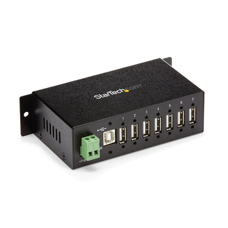 STARTECH 7-Port USB 2.0 Hub - Metal Industrial USB-A Hub with ESD Protection & 350W Surge Protection - Din Rail | Wall or Desk Mountable - TAA Compliant USB Expander Hub (ST7200USBM) (ST7200USBM)