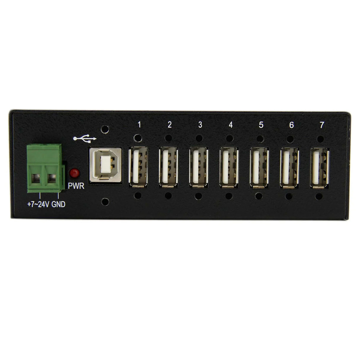 STARTECH 7-Port USB 2.0 Hub - Metal Industrial USB-A Hub with ESD Protection & 350W Surge Protection - Din Rail | Wall or Desk Mountable - TAA Compliant USB Expander Hub (ST7200USBM) (ST7200USBM)