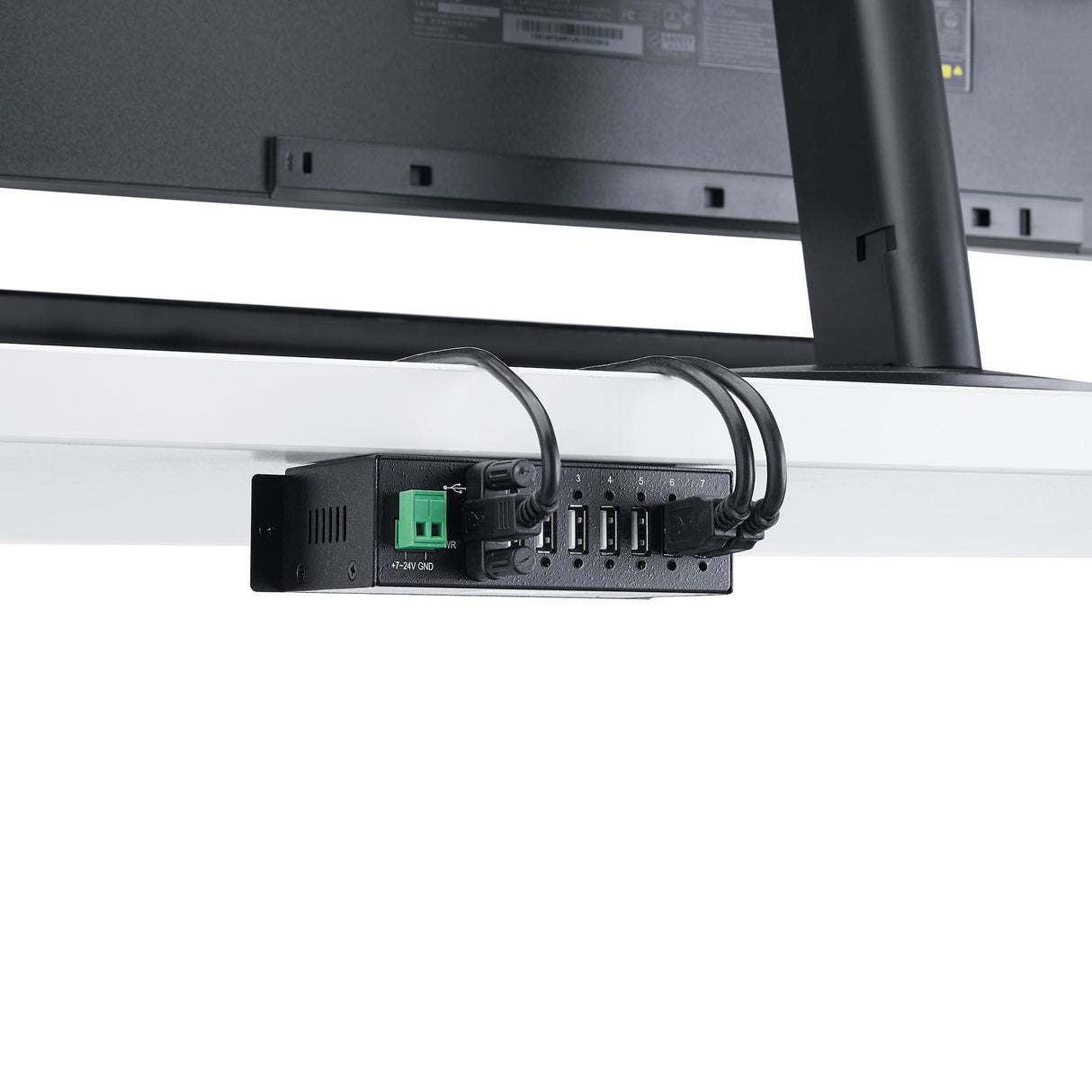 STARTECH 7-Port USB 2.0 Hub - Metal Industrial USB-A Hub with ESD Protection & 350W Surge Protection - Din Rail | Wall or Desk Mountable - TAA Compliant USB Expander Hub (ST7200USBM) (ST7200USBM)