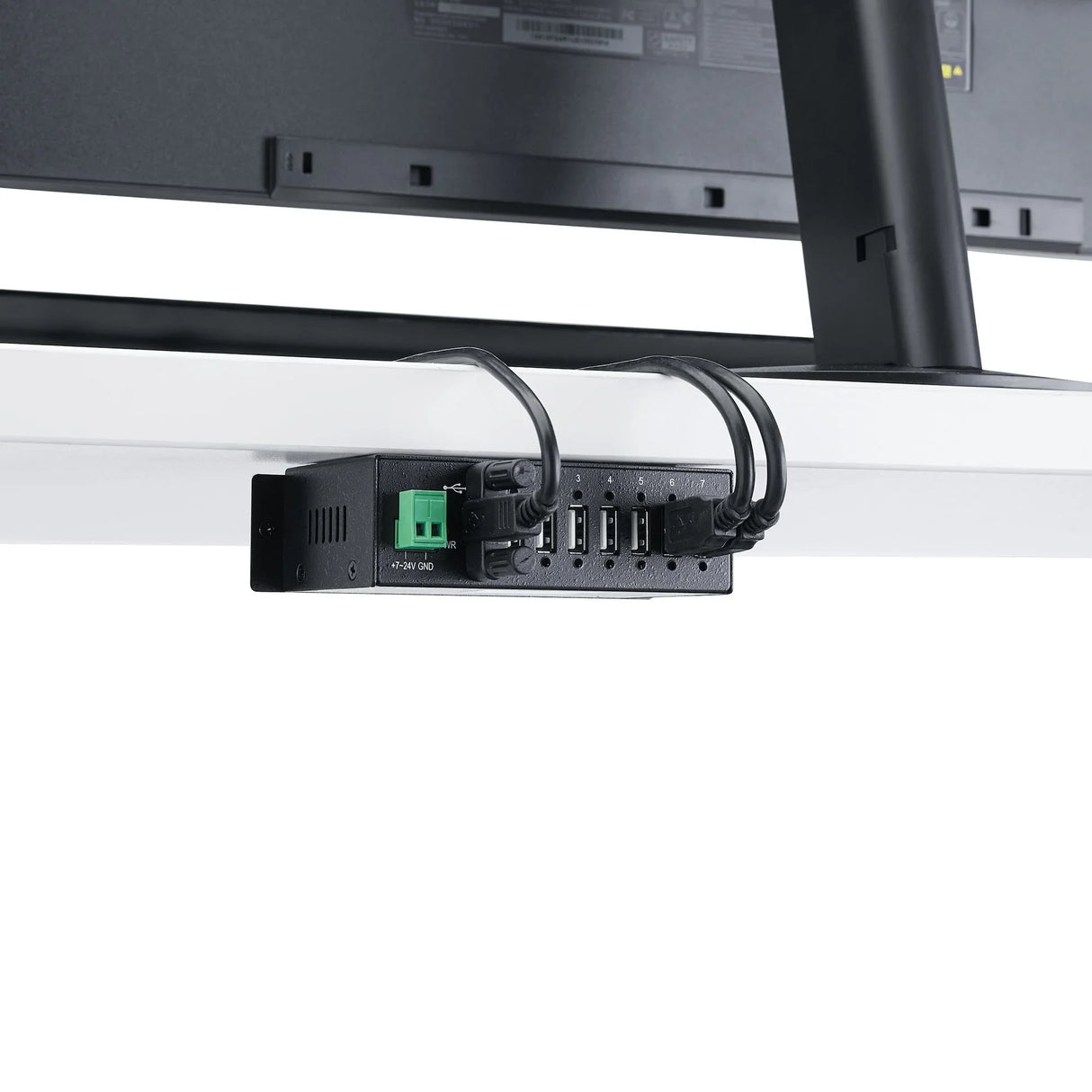 STARTECH 7-Port USB 2.0 Hub - Metal Industrial USB-A Hub with ESD Protection & 350W Surge Protection - Din Rail | Wall or Desk Mountable - TAA Compliant USB Expander Hub (ST7200USBM) (ST7200USBM)