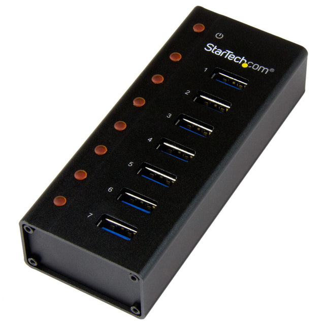 STARTECH 7 Port USB 3.0 Hub (5 Gbps) - Metal Enclosure - Desktop or Wall Mountable - Rugged & industrial Powered USB Expander and Splitter Hub (ST7300U3M) (ST7300U3M)