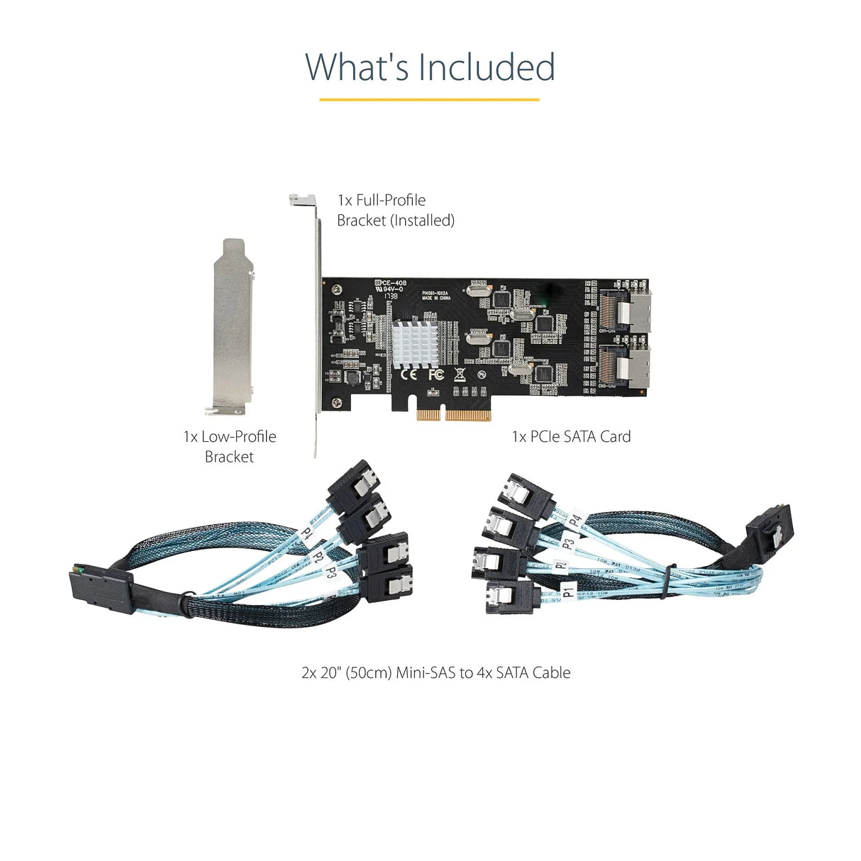 STARTECH 8 Port SATA PCIe Card - PCI Express 6Gbps SATA Expansion Adapter Card with 4 Host Controllers - SATA PCIe Controller Card - PCI-e x4 Gen 2 to SATA III - SATA HDD|SSD (8P6G-PCIE-SATA-CARD) (8P6G-PCIE-SATA-CARD)